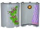 Part No: 30562pb030R  Name: Cylinder Quarter 4 x 4 x 6 with Star and Curtain on Inside and 4 Magenta Flowers, Leaves and Brick Wall on Outside Pattern (Stickers) - Set 41054