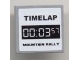 Lot ID: 191006649  Part No: 3068pb0197  Name: Tile 2 x 2 with 'TIMELAP 00:03:57 MOUNTAIN RALLY' on White Pattern (Sticker) - Set 8124