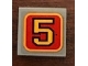 Part No: 3068pb1241  Name: Tile 2 x 2 with Bright Light Orange Number '5' on Red Background Pattern (Sticker) - Set 21311