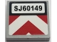 Part No: 3068pb1254  Name: Tile 2 x 2 with 'SJ60149' and Red and White Chevron Caution Stripes Pattern (Sticker) - Set 60149