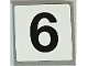 Part No: 3068pb1677  Name: Tile 2 x 2 with Black Number 6 on White Background Pattern (Sticker) - Set 8155