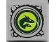 Part No: 3068pb2110  Name: Tile 2 x 2 with Dark Green Dragon Head in Lime Round Window on Light Bluish Gray Background Pattern (Sticker) - Set 40556