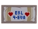 Part No: 3069pb0692  Name: Tile 1 x 2 with 'E&L 4-EVA' with Red Hearts Pattern