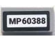 Part No: 3069pb1350 Name: Tile 1 x 2 with 'MP 60388' Pattern (Sticker) - Set 60388 Part No: 3069pb1350 Name: Tile 1 x 2 with 'MP 60388' Pattern (Sticker) - Set 60388