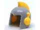 Part No: 31893pb01  Name: Minifigure, Headgear Helmet Space Retro with Open Front and Bright Light Orange Earpieces and Crest Pattern