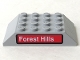 Part No: 32083pb001  Name: Slope 45 6 x 4 Double with White 'Forest Hills' on Red Rounded Rectangle Pattern (Sticker) - Set 4855