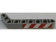 Part No: 32271pb017L  Name: Technic, Liftarm, Modified Bent Thick 1 x 9 (7 - 3) with Red and White Danger Stripes Pattern Model Left Side Pattern (Sticker) - Set 42055