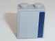 Part No: 3245cpb023  Name: Brick 1 x 2 x 2 with Inside Stud Holder with Dark Blue Stripe on Light Bluish Gray Background Pattern on Both Sides (Stickers) - Set 8128