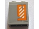Part No: 3245cpb078L  Name: Brick 1 x 2 x 2 with Inside Stud Holder with Worn Orange and White Danger Stripes Pattern Right Wing Left Side (Sticker) - Set 75144
