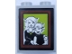 Part No: 3245cpb131  Name: Brick 1 x 2 x 2 with Inside Stud Holder with 2 Black and White Elves Portrait on Lime Background and Reddish Brown Frame Pattern (Sticker) - Set 41188