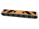 Part No: 32524pb049  Name: Technic, Liftarm Thick 1 x 7 with Black and Orange Danger Stripes, Arrows and White 'STAY CLEAR' Pattern (Sticker) - Set 42112