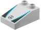 Part No: 35114pb008  Name: Duplo, Brick 3 x 2 Slope 33 with Mercedes-Benz Logo, Dark Turquoise Stripes, Black Triangles Pattern