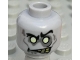 Part No: 3626bpb0766  Name: Minifigure, Head Alien with White Eyes and Yellowed Teeth, Angry Pattern (Zombie Groom) - Blocked Open Stud