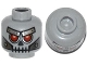 Part No: 3626cpb1084  Name: Minifigure, Head Alien Skull with Red Eyes, Metal Eyebrows with Rivets and Metal Jaw with Screws Pattern - Hollow Stud