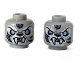 Part No: 3626cpb1185  Name: Minifigure, Head Dual Sided Alien Chima Tiger with Fangs, White Face Fur and Light Blue Eyes, Smile / Angry Pattern (Sykor) - Hollow Stud