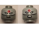 Part No: 3626cpb1619  Name: Minifigure, Head Dual Sided Female Mask White with Red Sun on Forehead and Black Lips, Stern / Angry Pattern (Katana) - Hollow Stud