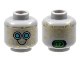 Minifig Head Robot, Gold Circuitry, Medium Blue Eyes print [Hollow Stud]