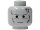 Part No: 3626pb0310  Name: Minifigure, Head Dark Bluish Gray Eyebrows, Bags Under Eyes, Chin Dimple and Scars, Red Burns, Stern Pattern