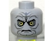 Part No: 3626pb0321  Name: Minifigure, Head Yellow Eyes, Dark Bluish Gray Eye Shadow, Jowl Lines, Chin Dimple and Wrinkles, Furrowed Brow, Stern Pattern
