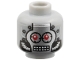 Part No: 3626pb0434  Name: Minifigure, Head Silver Faceplate, Red Eyes and Rectangular Grid Mouth Pattern