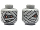 Part No: 3626pb0496  Name: Minifigure, Head Dual Sided Alien Mummy with Dark Bluish Gray Face, Wrappings, Red Eyes and Angry Open Mouth with Teeth Parted / Single Eye Pattern