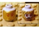 Part No: 3626pb0498  Name: Minifigure, Head Dual Sided Alien with Gold Death Mask / Mummy Wrap with Red Eyes and Open Mouth Pattern