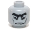 Part No: 3626pb0779  Name: Minifigure, Head Black Thick Eyebrows, Dark Bluish Gray Eye Shadow, Cheek Lines and Chin Dimple, Sad Frown Pattern