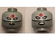 Part No: 3626pb1619 Name: Minifigure, Head Dual Sided Female Mask White with Red Sun on Forehead and Black Lips, Stern / Angry Pattern (Katana) Part No: 3626pb1619 Name: Minifigure, Head Dual Sided Female Mask White with Red Sun on Forehead and Black Lips, Stern / Angry Pattern (Katana)