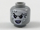 Part No: 3626pb2115  Name: Minifigure, Head Female White Face with Dark Bluish Gray Tattoos, Dark Purple Eye Shadow and Lips Pattern