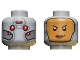 Part No: 3626pb2181  Name: Minifigure, Head Dual Sided Female Balaclava with Yellow Face / Red Eyes, Silver Plates Pattern