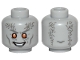 Part No: 3626pb3018  Name: Minifigure, Head Alien, White Teeth, Dark Bluish Gray Cheek Lines, Eyebrows and Wrinkles, Orange Eyes, Smile Pattern