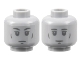 Part No: 3626pb3254  Name: Minifigure, Head Dual Sided Statue Dark Bluish Gray Cheek Lines and Chin Dimple, Raised Eyebrows / Flat Eyebrows Pattern