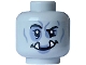 Part No: 3626pb3573  Name: Minifigure, Head Alien Orc Female Black Eyebrows, Eyes and Mouth, White Sharp Teeth and Sand Blue Eye Shadow, Wrinkles and Lips Pattern