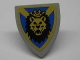 Part No: 3846pb026  Name: Minifigure, Shield Triangular  with Lion Head, Blue and Yellow Pattern (Sticker) - Set 10176