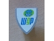 Part No: 3846pb030  Name: Minifigure, Shield Triangular  with Globe and 'wgp' World Grand Prix Logo Pattern (Sticker) - Set 8423