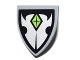 Part No: 3846pb040  Name: Minifigure, Shield Triangular  with Silver Insignia and Lime Diamond Pattern (Sticker) - Set 41180
