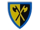 Part No: 3846pb066  Name: Minifigure, Shield Triangular  with Yellow and Black Crossed Halberds and Blue Border Pattern