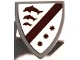 Part No: 3846pb073 Name: Minifigure, Shield Triangular Short with Dark Red Stripe, 3 Dolphins and Stars on White Background Pattern (Sticker) - Set 76440 Part No: 3846pb073 Name: Minifigure, Shield Triangular Short with Dark Red Stripe, 3 Dolphins and Stars on White Background Pattern (Sticker) - Set 76440