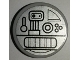 Part No: 4150pb187  Name: Tile, Round 2 x 2 with Mechanical Parts on Silver Background Pattern (Sticker) - Set 7879