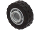 Part No: 42610c03  Name: Wheel 11mm D. x 8mm with Center Groove with Black Tire 17.5mm D. x 6mm with Shallow Staggered Treads - Band Around Center of Tread (42610 / 92409)
