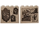 Part No: 49311pb009  Name: Brick 1 x 4 x 3 with Gray Paintings, Letter Holder with List, Drawings of Dragons, Zombie and Castle Pattern on Both Sides (Stickers) - Set 75810