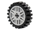 Part No: 56903c01  Name: Wheel 18mm D. x 8mm with Fake Bolts and Shallow Spokes and Axle Hole with Black Tire 24mm D. x 7mm Offset Tread - Band Around Center of Tread (56903 / 61254)