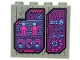 Part No: 60581pb239  Name: Panel 1 x 4 x 3 with Side Supports - Hollow Studs with Dark Pink and Medium Azure Minifigures, Graphs, Lines and Charts on Dark Purple Display Screens Pattern (Sticker) - Set 76253