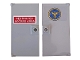 Part No: 60616pb045  Name: Door 1 x 4 x 6 with Stud Handle with 'RESTRICTED ACCESS AREA' on Red Background and Circle with Eagle Pattern on Both Sides (Stickers) - Set 76157