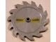 Part No: 61403pb03  Name: Technic Circular Saw Blade 9 x 9 with Pin Hole and Teeth in Same Direction with Cyrillic Characters 'ОПАСНОСТb' (OPASNOSTB) on Left and Right Pattern (Stickers) - Set 7626