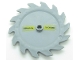 Part No: 61403pb03R  Name: Technic Circular Saw Blade 9 x 9 with Pin Hole and Teeth in Same Direction with Cyrillic Characters 'ОПАСНОСТb' (OPASNOSTB) Pattern Model Right Side (Stickers) - Set 7626