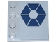 Part No: 6179pb271L  Name: Tile, Modified 4 x 4 with Studs on Edge with 6 Dark Blue Trapezoids in Hexagonal Pattern (SW Separatists Insignia) Model Left Side (Sticker) - Set 75435