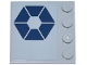 Part No: 6179pb271R  Name: Tile, Modified 4 x 4 with Studs on Edge with 6 Dark Blue Trapezoids in Hexagonal Pattern (SW Separatists Insignia) Model Right Side (Sticker) - Set 75435