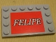 Part No: 6180pb020  Name: Tile, Modified 4 x 6 with Studs on Edges with 'FELIPE' Pattern (Sticker) - Set 8155