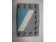 Part No: 6180pb040L  Name: Tile, Modified 4 x 6 with Studs on Edges with White Diagonal Stripe Left and Maersk Blue Pattern (Sticker) - Set 10219